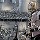 A transient man facing off against the brutish Sir Feist.